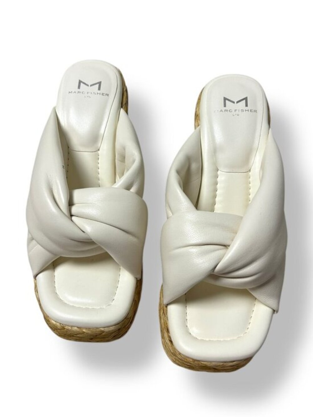 Marc Fisher Women's Size 6 White Navina Espadrille Wedge Platform Sandal